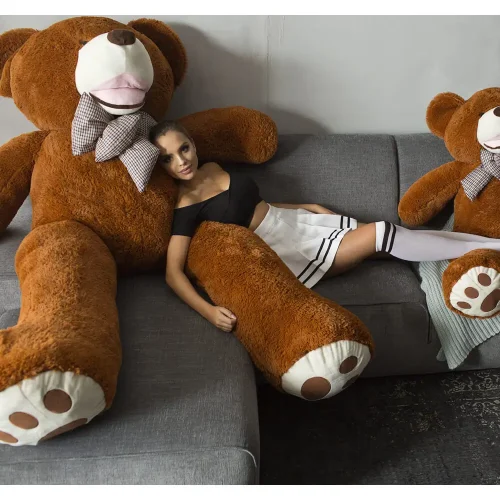 Teddyway Bobo Big Plush Teddy Bear Giant XXL, Soft Toy, 200 Cm, 78 Inches, 6.6 Feet, Dark Brown - Teddyway