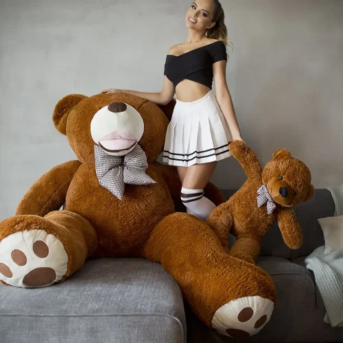Teddyway Bobo Big Plush Teddy Bear Giant XXL, Soft Toy, 160 Cm, 63 Inches, 5.2 Feet, Dark Brown - Teddyway