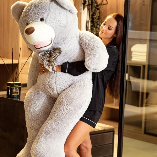 Teddyway Bobo Big Plush Teddy Bear Giant XXL, Soft Toy, 160 Cm, 63 Inches, 5.2 Feet, Grey - Teddyway