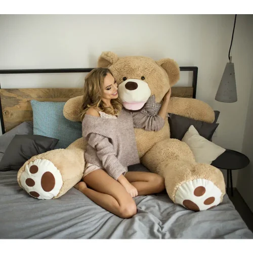Teddyway Bobo Big Plush Teddy Bear Giant XXL, Soft Toy, 130 Cm, 51 Inches, 4.3 Feet, Light Brown - Teddyway