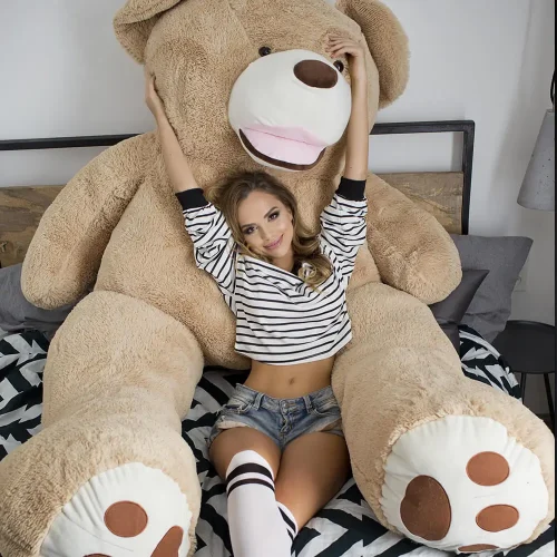 Teddyway Bobo Big Plush Teddy Bear Giant XXL, Soft Toy, 200 Cm, 78 Inches, 6.6 Feet, Light Brown - Teddyway