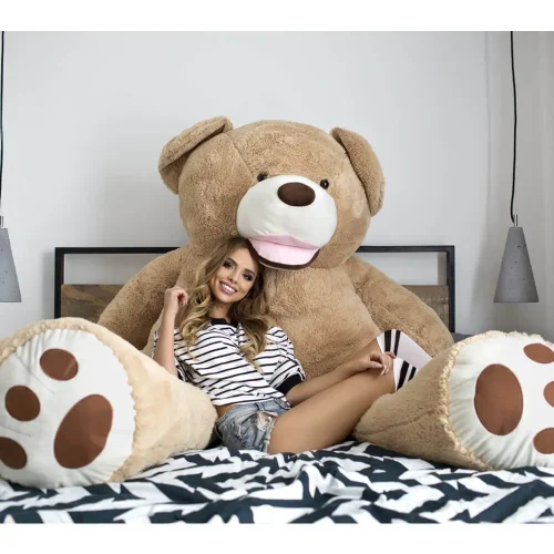 Teddyway Bobo Big Plush Teddy Bear Giant XXL, Soft Toy, 200 Cm, 78 Inches, 6.6 Feet, Light Brown - Teddyway