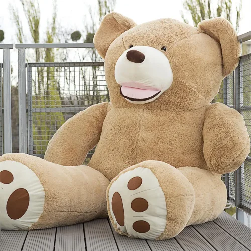 Teddyway Bobo Big Plush Teddy Bear Giant XXL, Soft Toy, 220 Cm, 86 Inches, 7.2 Feet, Light Brown - Teddyway