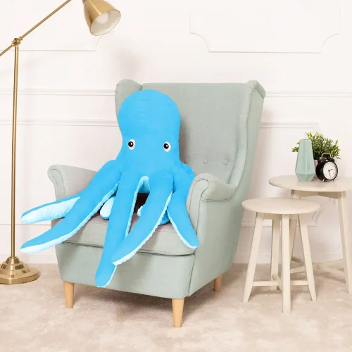 Teddyway Sodo Big Plush Squid Giant XXL, Soft Toy, 80 Cm, 31 Inches, 2.6 Feet, Blue - Teddyway