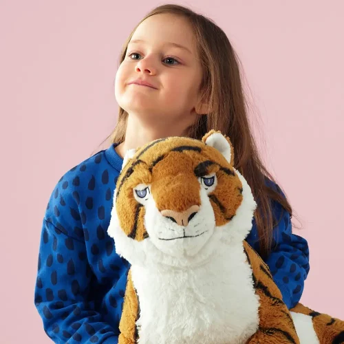 Teddyway Tino Plush Tiger, Soft Toy, 70 Cm, 27 Inches, 2.3 Feet, Yellow - Teddyway