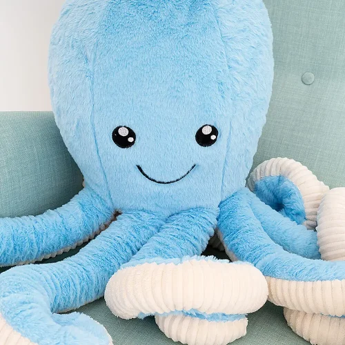 Opus Big Plush Octopus GIant XXL, Soft Toy, 80 Cm, 31 Inches, 2.6 Feet, Blue - Teddyway