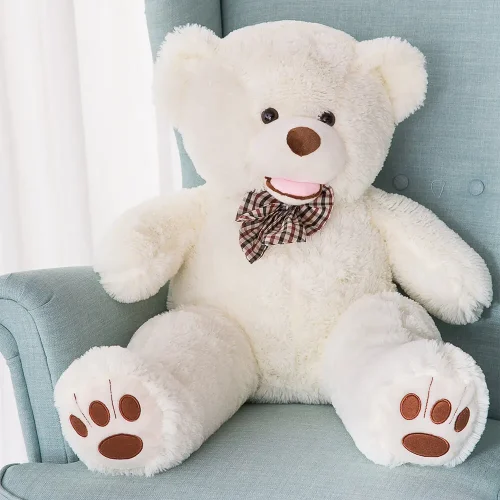 Teddyway Bobo Big Plush Teddy Bear Giant XXL, Soft Toy, 100 Cm, 39 Inches, 3.3 Feet, White - Teddyway