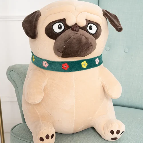 Mopi Plush Dog Pug, Soft Toy, 40 Cm, 15 Inches, 1.3 Feet, Light Brown - Teddyway