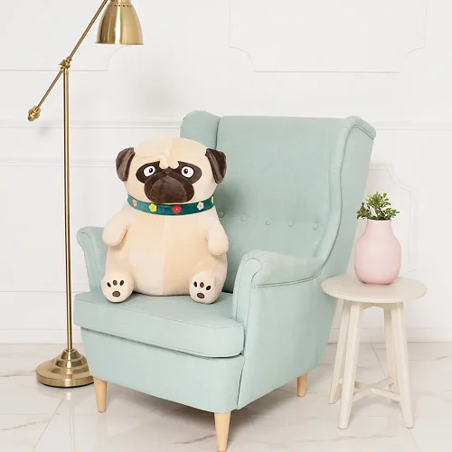 Mopi Plush Dog Pug, Soft Toy, 40 Cm, 15 Inches, 1.3 Feet, Light Brown - Teddyway