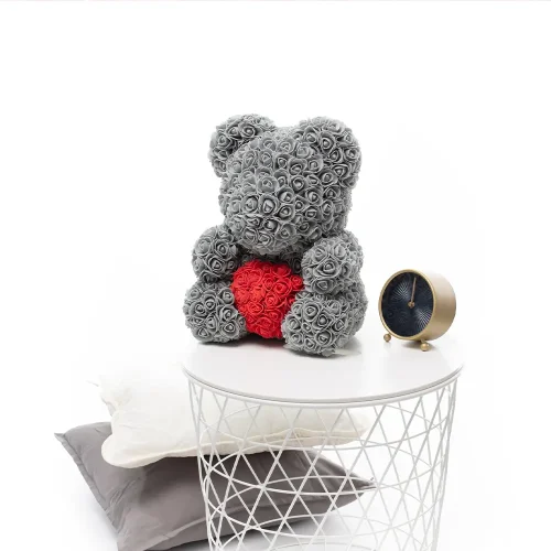 Teddyway Onis Rose Teddy Bear, Artificial Roses, Flower Gift, 25 Cm, 10 Inches, 0.8 Feet, Red - Teddyway