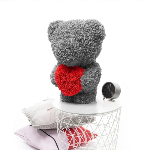 Teddyway Onis Rose Teddy Bear, Artificial Roses, Flower Gift, 25 Cm, 10 Inches, 0.8 Feet, Red - Teddyway