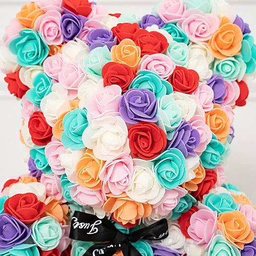 Teddyway Onis Rose Teddy Bear, Artificial Roses, Flower Gift, 25 Cm, 10 Inches, 0.8 Feet, Red - Teddyway
