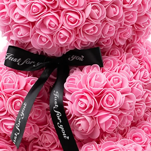 Teddyway Onis Rose Teddy Bear, Artificial Roses, Flower Gift, 25 Cm, 10 Inches, 0.8 Feet, Red - Teddyway