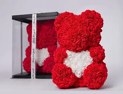 Teddy bears made of roses